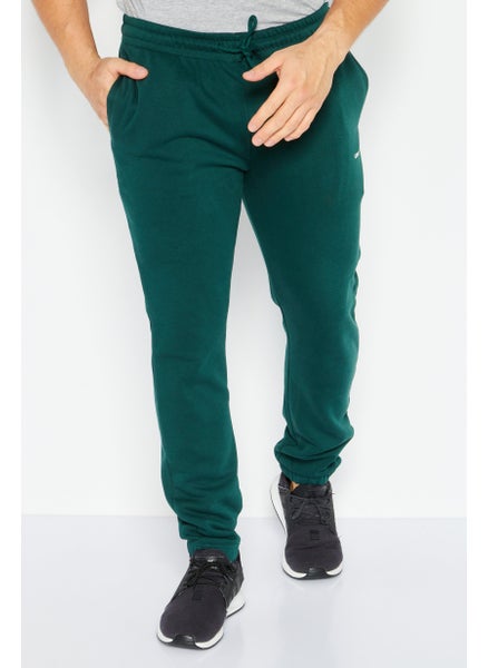 Buy Men Regular Fit Brand Logo Jogger Pant, Dark Green in UAE