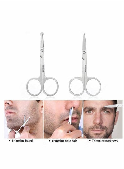 Buy Professional Small Ear Nose Hair Scissors, Curved and Safety Rounded Tip Grooming Trimming Beauty Shears for Nail, Facial, Mustache, Eyebrows Eyelashes 2 Pack in UAE