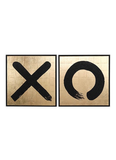 Buy Yester Framed Wall Art, Gold & Black - Set of 2, 95x47 cm in UAE