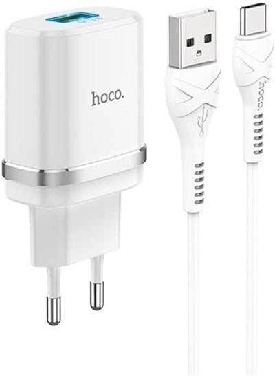 اشتري Hoco C12Q - Smart QC3.0 charger set (Type-C) (EU) - White في مصر