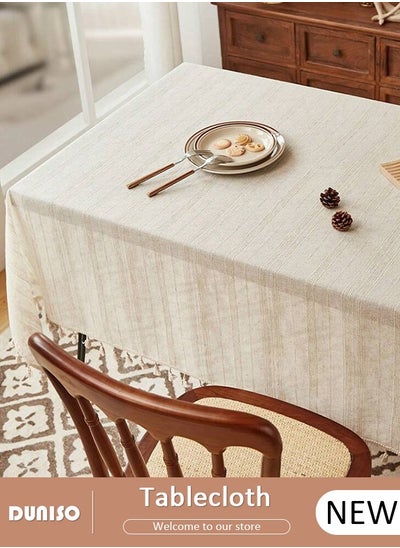 اشتري Cotton Linen tablecloth Tablecloth,Rectangle Table Cloth Tassel Wrinkle Free Anti-Fading Washable Bohemia Table Cover for Dining Table Kitchen Birthday Party Picnic Indoor Outdoor,140*180cm في الامارات