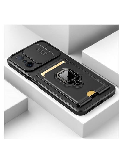 اشتري For Xiaomi 11T Mi 11T Pro Thin TPU Camera Sliding Window Anti-Drop Rotating Ring Bracket Protective Cover Xiaomi 11T 11T Pro Cover (Black) في الامارات