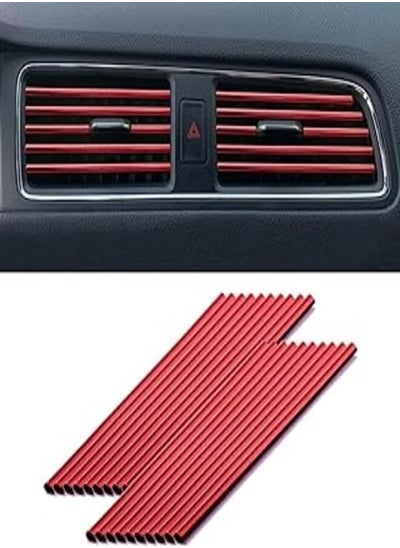 اشتري PVC Car Air Conditioner Vent Trim Bar for All Air Vent Straight - 10pcs - Size 20cm (red) في مصر