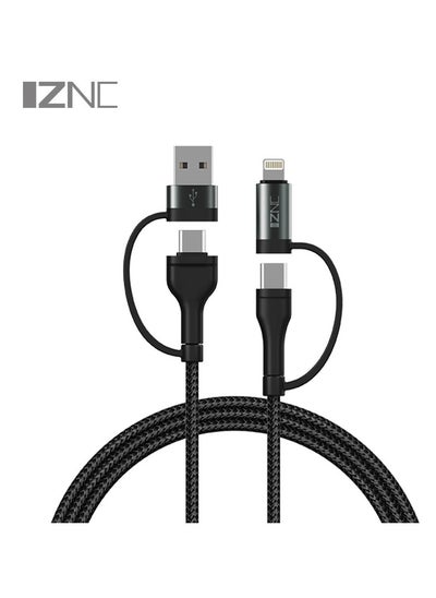 Buy original 4-in-1 multi-use fast charging cable (USB + Type-C / Lightning + Type-C), 120W, with PD technology in Saudi Arabia