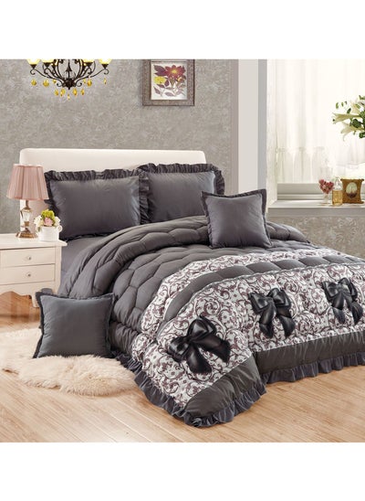 Buy 6 Pieces King Size 220x240Cm Comforter Set Medium Filling Bedding Set for All Season Includes 1Comforter 1Bedsheet 2Pillow Shams and 2Cushion cases in Saudi Arabia