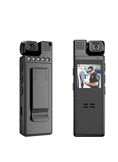 Buy 1080P HD Mini Body Camera Portable Small Body Worn Cam Wearable Pocket Video Recorder with 180° Rotatable Lens, 1.3" LCD, Night Vision for Security Guard, Law Enforcement, Built-in 64G Memory Card in UAE