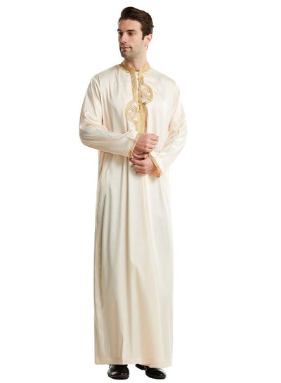 Buy Standing Collar Embroidered Robe in Saudi Arabia