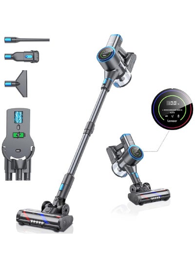 اشتري Cordless Vacuum Cleaner with Charging Station 400W/33Kpa Stick Vacuum Cleaner with Dual Display Handheld Vacuum Cleaner with Dust Sensor Vacuum for Pet Hair Carpet and Hardwood Floor في الامارات