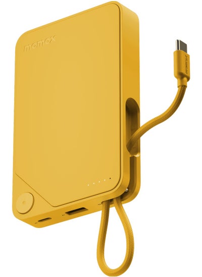 Buy 1-Power X Battery Pack 10000 mAh Power Bank with Built-in USB-C PD Cable - Yellow in UAE