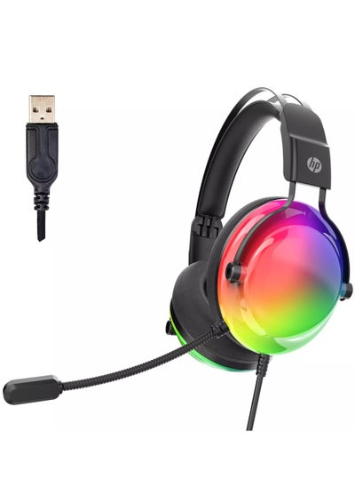 Buy DHE-8005T RGB USB Gaming Headset - 7.1 Surround Sound - 40MM Drivers - RGB Backlit Housing - Hi-Res Mic in Egypt