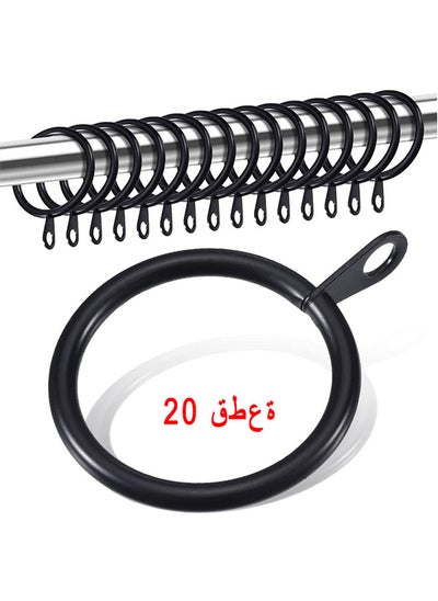 Buy Metal Drapery Curtain Rings Hanging Rings For Curtains And Rods, Drape Sliding Eyelet Rings 32 MM Internal Diameter For Most Curtains, Shower Curtains Easy To Install (Black, 20 Pack) in UAE