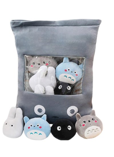 اشتري Snack Plush Throw Pillow with 8 Totoro Dolls, Stuffed Animal Toys Removable Kitten Dolls Creative Toy Gift في السعودية