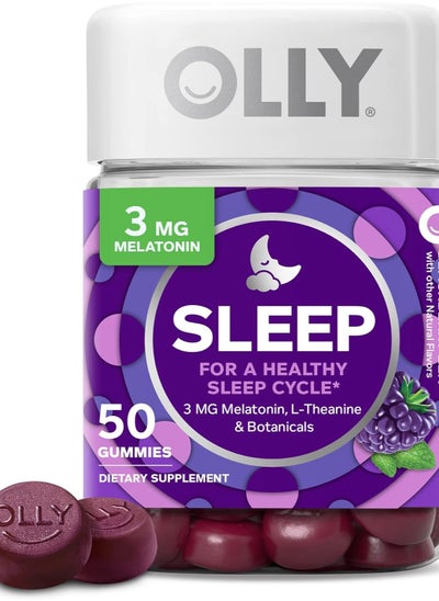 اشتري OLLY Sleep Gummy, Occasional Sleep Support, 3 mg Melatonin, L-Theanine, Chamomile, Lemon Balm, Sleep Aid, Blackberry, 50 Count في الامارات