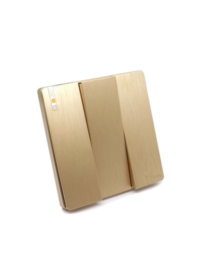 Buy Electric wall switch, tripartite button golden, piano design in Saudi Arabia