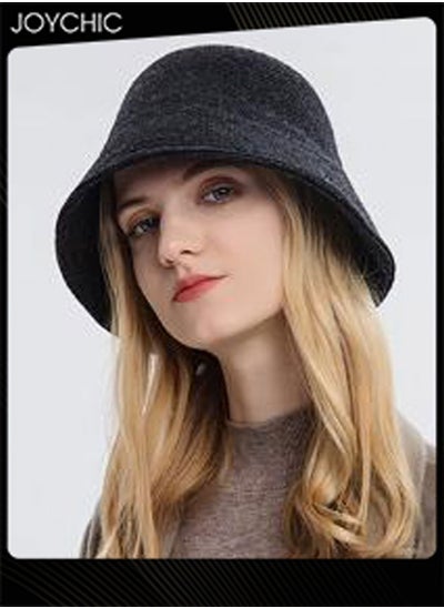 Buy Solid Color Simple Women Autumn and Winter Knitted Warm Bucket Hat for Outdoor Windproof in Saudi Arabia