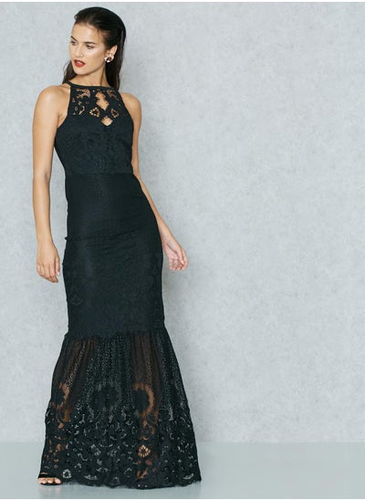 Buy High Neck Lace Fishtail Maxi Dress in UAE