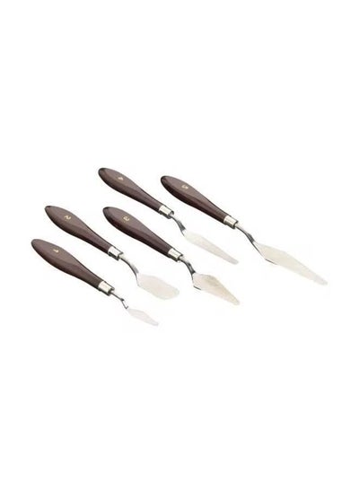 Buy ORiTi 5-Piece Stainless Steel Palette Knife Set Silver/Brown in UAE