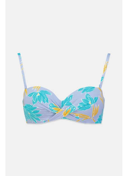 Buy Women Padded Underwired Printed Bikini Top, Blue Combo in Saudi Arabia