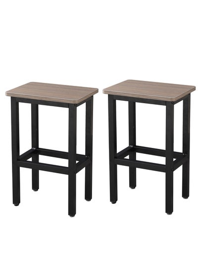 Buy Bar Stools, Set of 2 Bar Chairs, Kitchen Breakfast Bar Stools with Footrest, Industrial in Living Room, Party Room, Easy Assembly, grey in Saudi Arabia