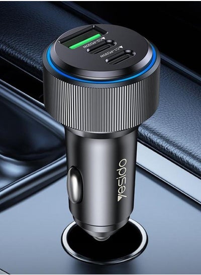 Buy Yesido Y50 Super Fast Charging USB 3.0 USB-C Dual Car Charger in UAE