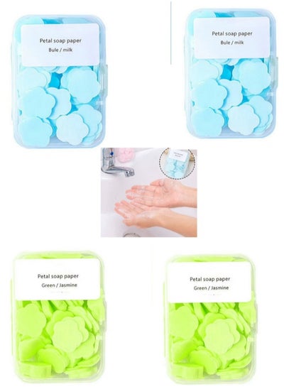 اشتري Paper Soap Sheets,4 Packs (100 Sheets In 1 Box) Disposable Hand Washing Soap Paper Sheets,Portable Soap Sheets For Laundry Hand, Hand Soap Tablets,Travel Soap,Soluble في الامارات