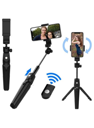 Buy Selfie Stick Bluetooth Selfie Stick Tripod Selfie Stick Wireless Remote Shutter with Expandable Portable Monopod for Photography (Color: Black, Size: One Size) in UAE