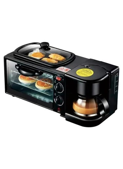 Buy 3 in-1 Multifunctional Breakfast Maker: 1250W with Drip Coffee Machine, Oven, and Top Tray for Frying and Warming in UAE