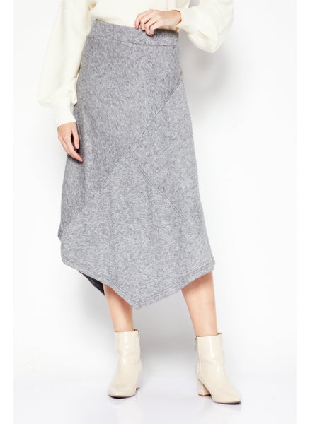 Buy Women Heather Midi Skirt, Grey in UAE