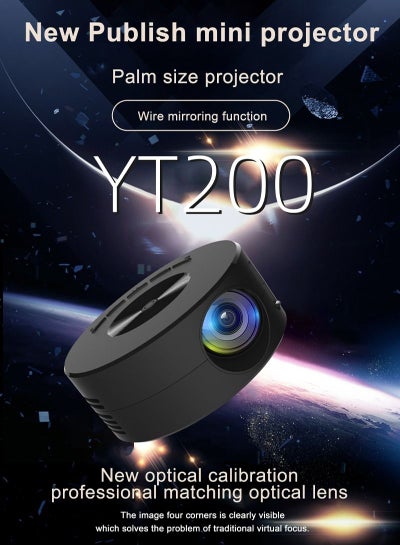 Buy LED Mini Projector Support Mirroring Function 10W YT200 Black in UAE
