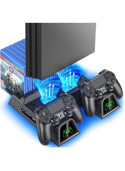 Buy PS4 Vertical Stand Cooling Fan for Playstation 4/PS4 Slim/PS4 Pro, PS4 Vertical Stand with Controller Charging Station and 12 Games Storage in Egypt