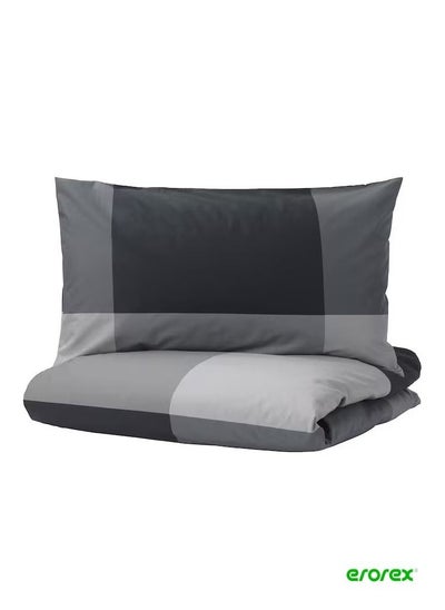 Buy Duvet cover and 2 pillowcases black 240x220/50x80 cm in Saudi Arabia