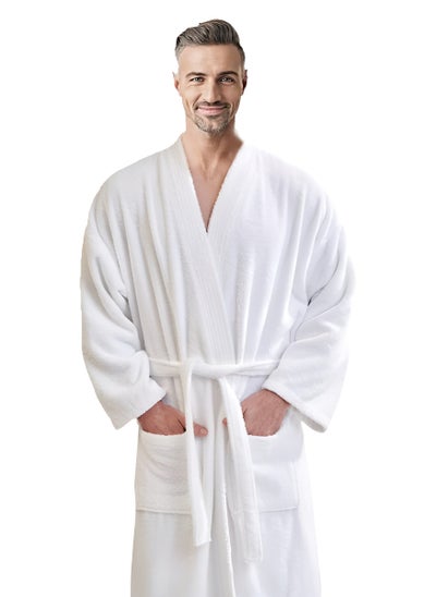 Buy Plush And Absorbent Unisex Bathrobe Free Size in UAE