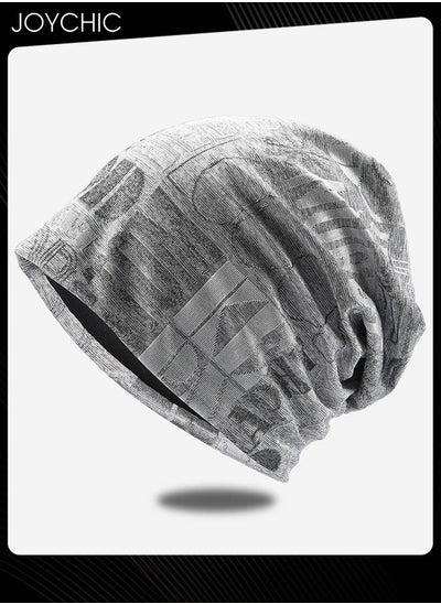 Buy Cotton Slouchy Beanie Spring Autumn Skull Cap Hip-Hop Running Adult Dwarf Hat Breathable Chemo Cap for Men Women Grey in UAE