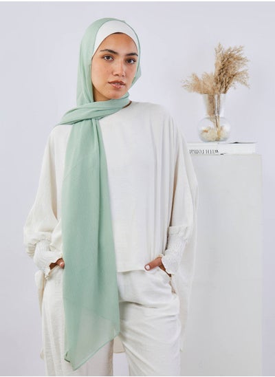 Buy Plain Wide Crinckled Chiffon Mint Green For Women in Egypt