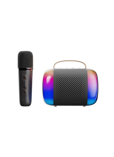 اشتري Portable Bluetooth speaker home wireless Karaoke Speaker Microphone outdoor singing small family ktv Y5 black-single microphone في الامارات