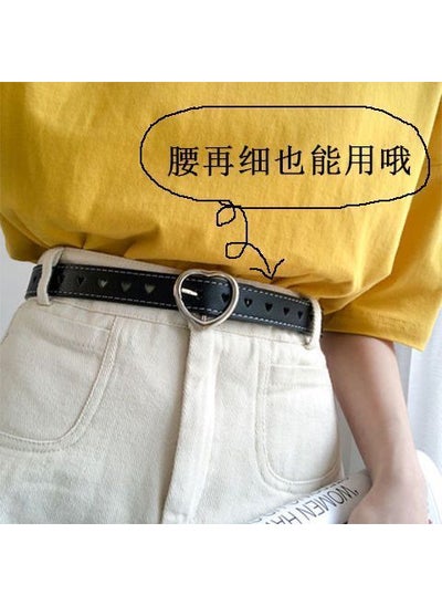 Buy Womens Hollow Belt with Heart Buckle Casual Fashionable Denim AccessoryBlack Black in UAE