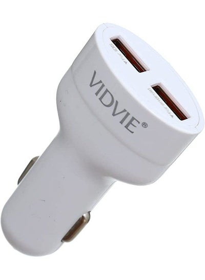 Buy Vidvie CC-509 Fast Car Charger Exteaordinary Texture With Iphone Cable 2.1A - White in Egypt