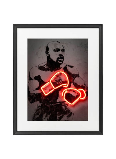 Buy Floyd Mayweather Neon Printed Poster With Frame 50x40 cm in UAE