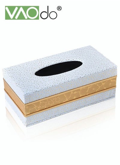 Buy Leather Tissue Box Holder Trimmed Design Suitable for Multi-scene Use 24 * 12.5 * 8.5 CM in Saudi Arabia