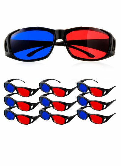 اشتري 3D Glasses, 3D Movie Game Glasses Red Blue 3D Style Glasses for 3D Game Home Theater Simple Design Viewing Glasses Anaglyph Projector Glasses （10 Pieces ） في الامارات