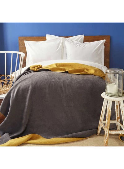 Buy Karaca Nautica Home Jetty Mustard Anthracite Double Sided Single Cotton Blanket in UAE