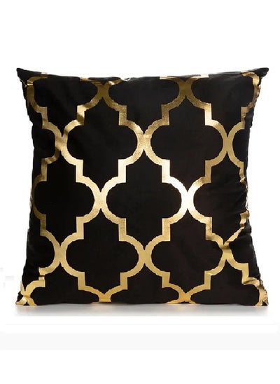 Buy Cushion Covers 18x18 inch for Home Decor Hot Stamping Sofa Cushion Pillow Cover (Black and Gold Cushion) in UAE