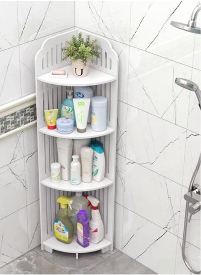 Buy 1-Piece 4 Tier Bathroom Shelf Shower Shampoo Soap Organizer Storage Rack White 120X22.5x22 Centimeter in UAE