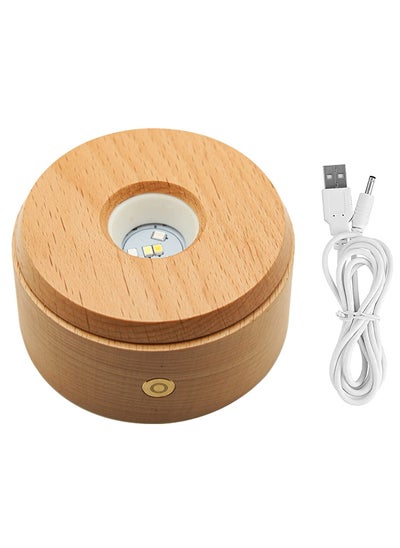 اشتري Wood LED Display Base, Rotating Round Wooden Lighted Display Base Stand with 8 Lighting Modes في السعودية