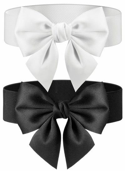 اشتري Wide Elastic Belt Women's Bowknot Belt Ladies Stretchy Bow Belt for  Party Casual Matching Women Dresses  2 Pcs في الامارات