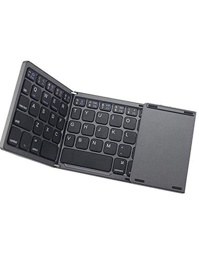 Buy Ultra Thin Mini Bluetooth 3.0 Foldable Keyboard Wireless Folding BT With Touchpad Keyboard compatible with Tablet PC Laptop Mobilephone in UAE