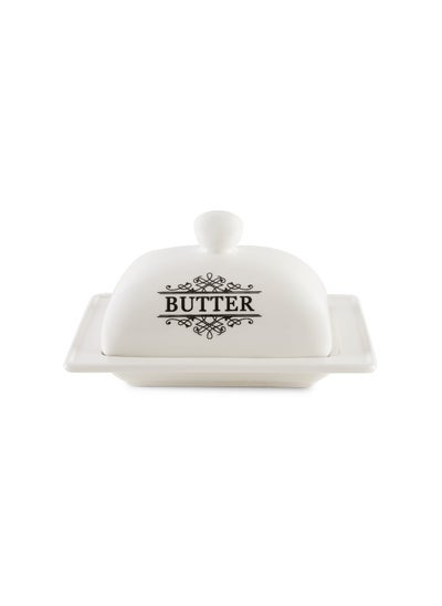 Buy Denbi Butter Dish 16.4X12X9Cm - White in UAE