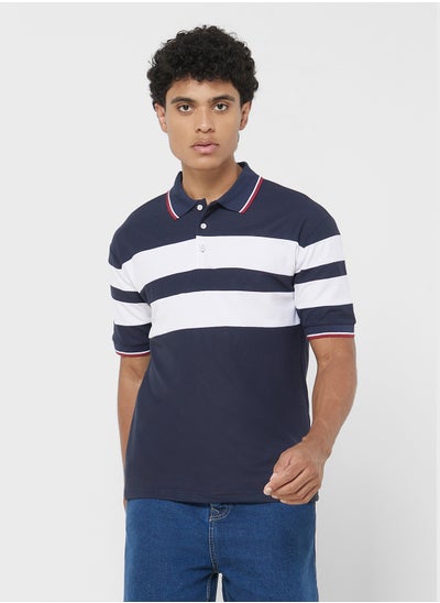 اشتري Men'S Polo Striped Short Sleeve T-Shirt في الامارات