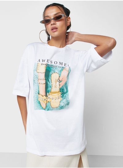 Buy Embellished Graphic Detail T-Shirt in UAE