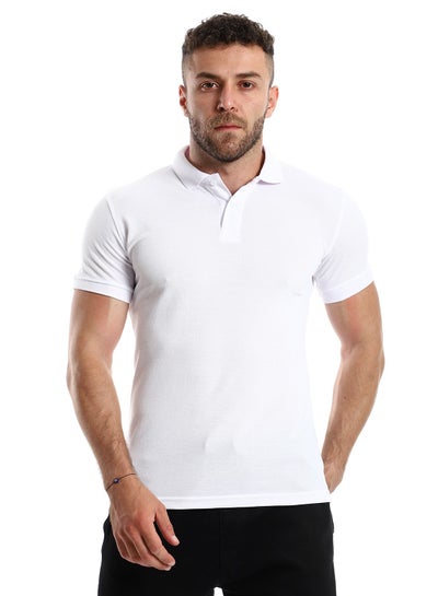 اشتري White Elegant Pique Buttoned Polo Shirt في مصر